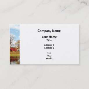 Farm by Pond in Autumn Business Card