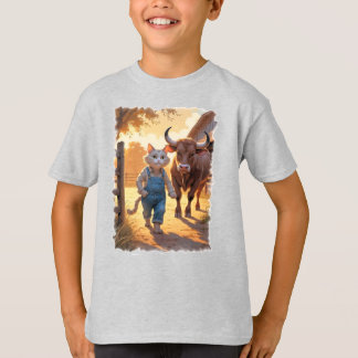 Farm Cat with Bull! T-Shirt