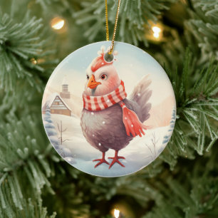 Farm Chicken Animal, Kawaii Cute Pet Lover Gift Ceramic Ornament