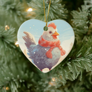 Farm Chicken Animal, Kawaii Cute Pet Lover Gift Ceramic Ornament