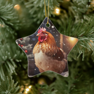 Farm Chicken Animal, Kawaii Cute Pet Lover Gift Ceramic Ornament