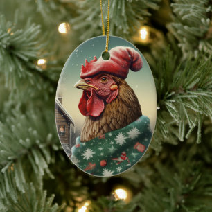 Farm Chicken Animal, Kawaii Cute Pet Lover Gift Ceramic Ornament