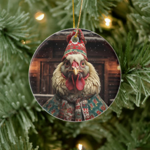 Farm Chicken Animal, Kawaii Cute Pet Lover Gift Ceramic Ornament