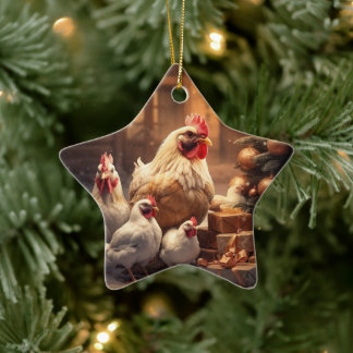 Farm Chicken Animal, Kawaii Cute Pet Lover Gift Ceramic Ornament