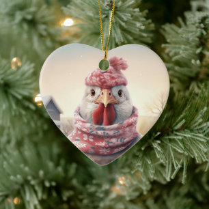 Farm Chicken Animal, Kawaii Cute Pet Lover Gift Ceramic Ornament
