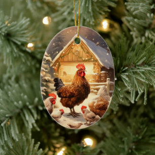 Farm Chicken Animal, Kawaii Cute Pet Lover Gift Ceramic Ornament