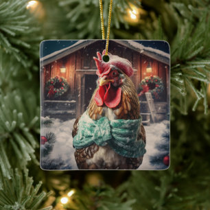 Farm Chicken Animal, Kawaii Cute Pet Lover Gift Ceramic Ornament