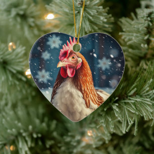 Farm Chicken Animal, Kawaii Cute Pet Lover Gift Ceramic Ornament