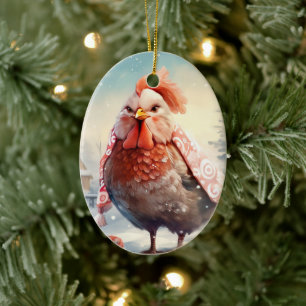 Farm Chicken Animal, Kawaii Cute Pet Lover Gift Ceramic Ornament