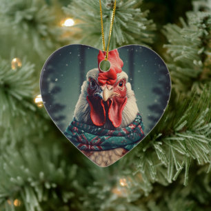 Farm Chicken Animal, Kawaii Cute Pet Lover Gift Ceramic Ornament