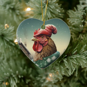 Farm Chicken Animal, Kawaii Cute Pet Lover Gift Ceramic Ornament