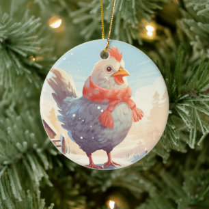 Farm Chicken Animal, Kawaii Cute Pet Lover Gift Ceramic Ornament
