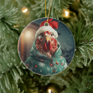 Farm Chicken Animal, Kawaii Cute Pet Lover Gift Ceramic Ornament