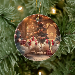 Farm Chicken Animal, Kawaii Cute Pet Lover Gift Ceramic Ornament