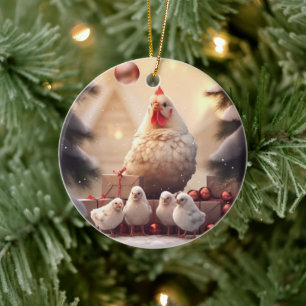 Farm Chicken Animal, Kawaii Cute Pet Lover Gift Ceramic Ornament