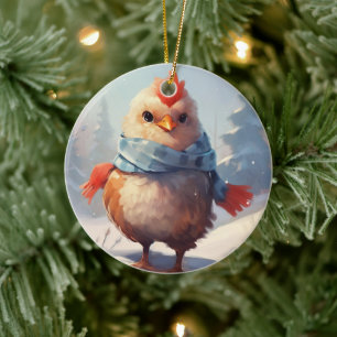 Farm Chicken Animal, Kawaii Cute Pet Lover Gift Ceramic Ornament