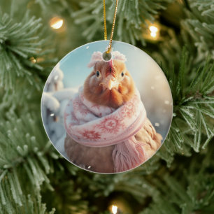 Farm Chicken Animal, Kawaii Cute Pet Lover Gift Ceramic Ornament