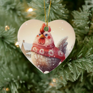 Farm Chicken Animal, Kawaii Cute Pet Lover Gift Ceramic Ornament