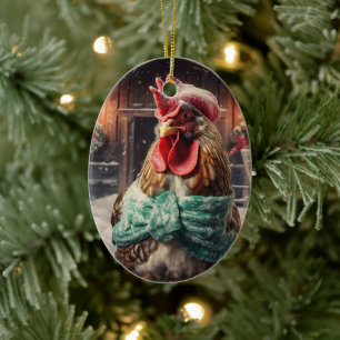 Farm Chicken Animal, Kawaii Cute Pet Lover Gift Ceramic Ornament