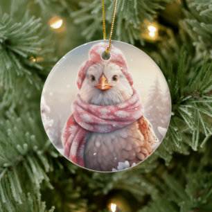 Farm Chicken Animal, Kawaii Cute Pet Lover Gift Ceramic Ornament