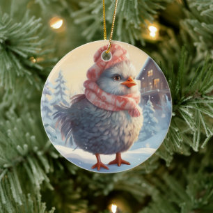 Farm Chicken Animal, Kawaii Cute Pet Lover Gift Ceramic Ornament