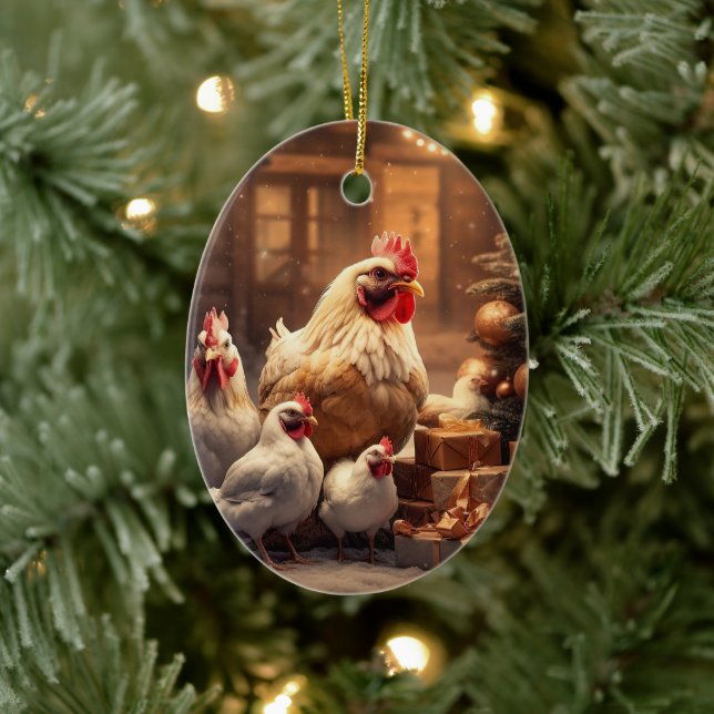 Farm Chicken Animal, Kawaii Cute Pet Lover Gift Ceramic Ornament (Tree)