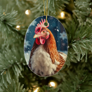Farm Chicken Animal, Kawaii Cute Pet Lover Gift Ceramic Ornament