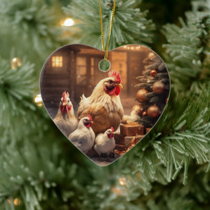 Farm Chicken Animal, Kawaii Cute Pet Lover Gift Ceramic Ornament
