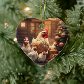 Farm Chicken Animal, Kawaii Cute Pet Lover Gift Ceramic Ornament