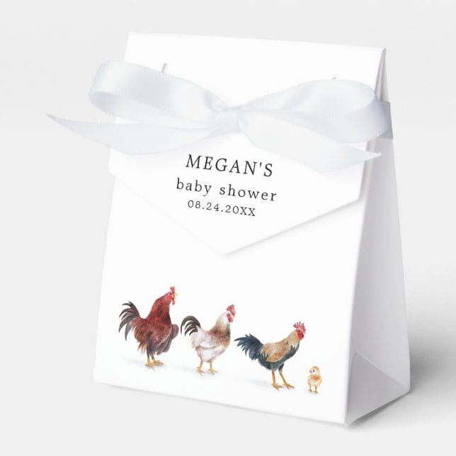 Farm Chicken Baby Shower Favor Box (Front Side)