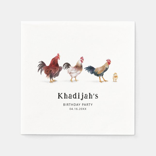 Farm Chicken Kids Birthday  Napkin (Front)
