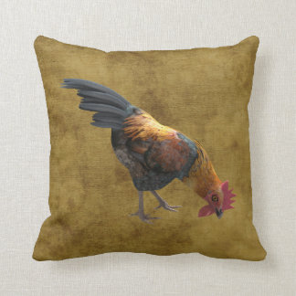 Farm Chicken Rooster Rustic Country Barnyard Style Throw Pillow