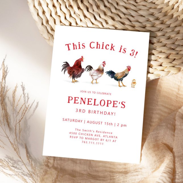 Farm Chicken This Chick Birthday Party Invitation (Creator Uploaded)