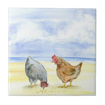 FARM CHICKEN TILE, LOVELY HENS EATING