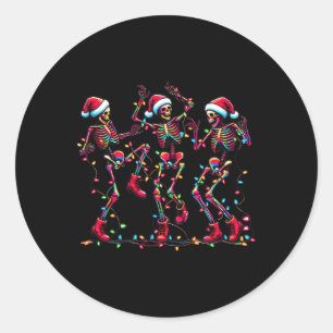 Farm Christmas Dancing Skeleton Funny Pyjamas Xmas Classic Round Sticker