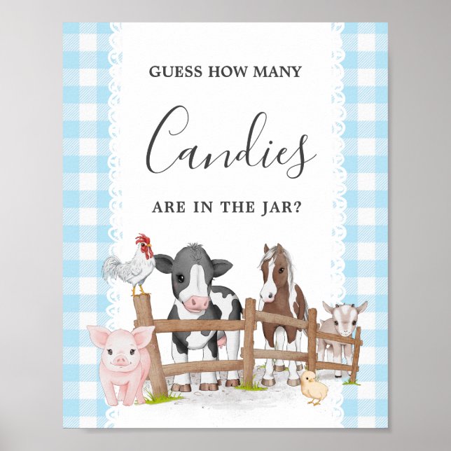 Farm Country Baby Shower Guess How Many Candies Poster (Front)