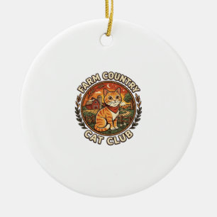 Farm Country Cat Cat Lover Gift - Farm Country Cat Ceramic Ornament