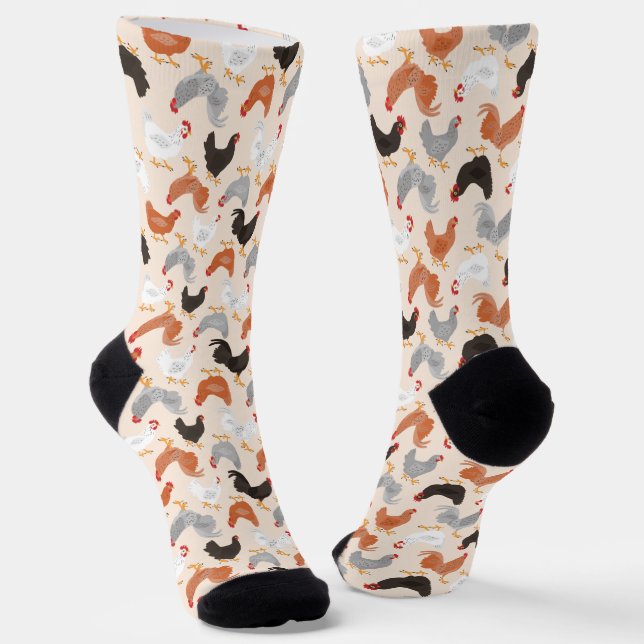 Farm Country Chickens Socks (Angled)