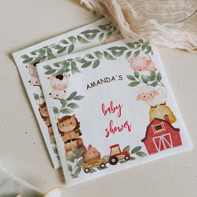Farm Cute Animals Baby Shower  Napkin (Creator Uploaded)