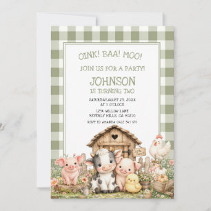 Farm Cute Animals Birthday Invitation