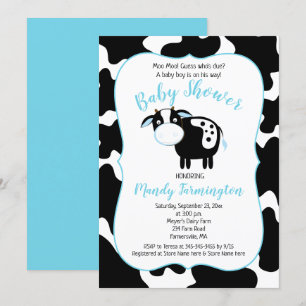 Farm Dairy Cow Boy Baby Shower Invitation
