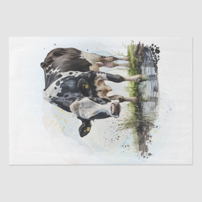 Farm Dairy Cow Watercolor Tissue Paper (Front)