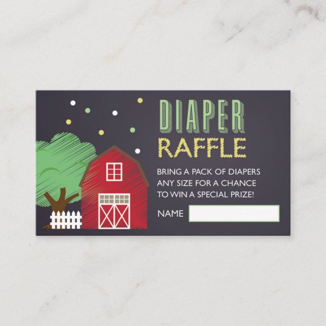 Farm Diaper Raffle Ticket Enclosure Card (Front)
