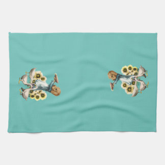 Farm Dog Feeding the Ducks Kitchen Towel