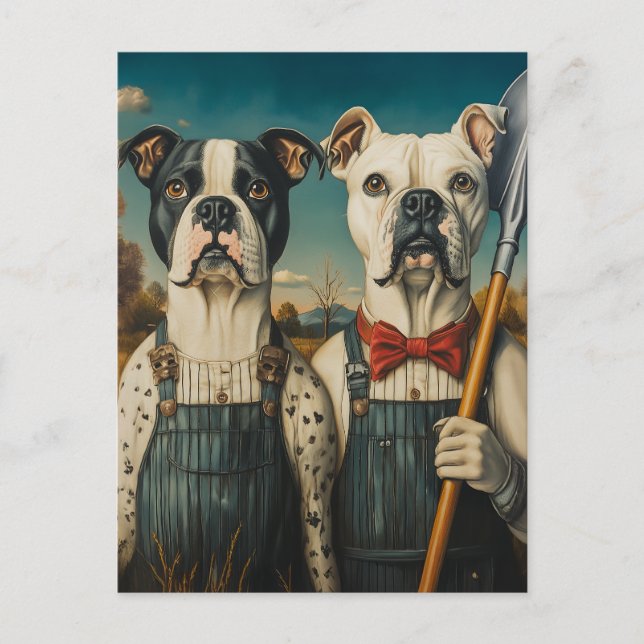 Farm Dogs Americana Portrait Postcard (Front)