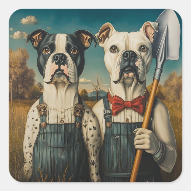Farm Dogs Americana Portrait Square Sticker (Front)