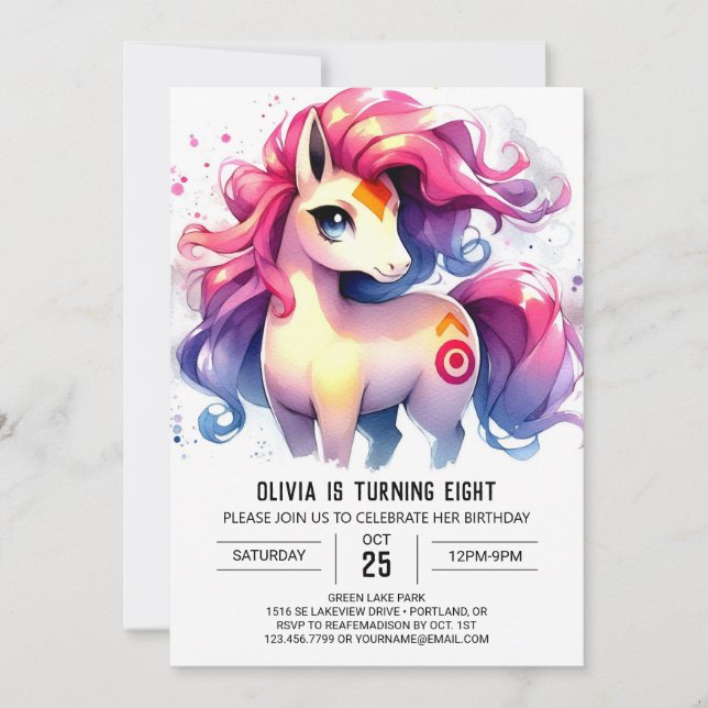 Farm Editable Horse Birthday Invitation (Front)