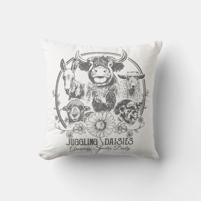 Farm Family Throw Pillow (Front)