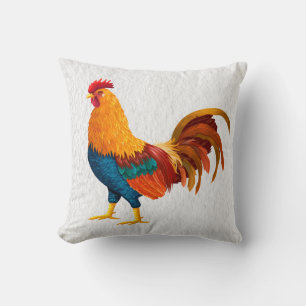 Farm Farmer Chicken Green Yellow White Rooster Th Throw Pillow