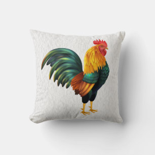 Farm Farmer Chicken Green Yellow White Rooster Throw Pillow